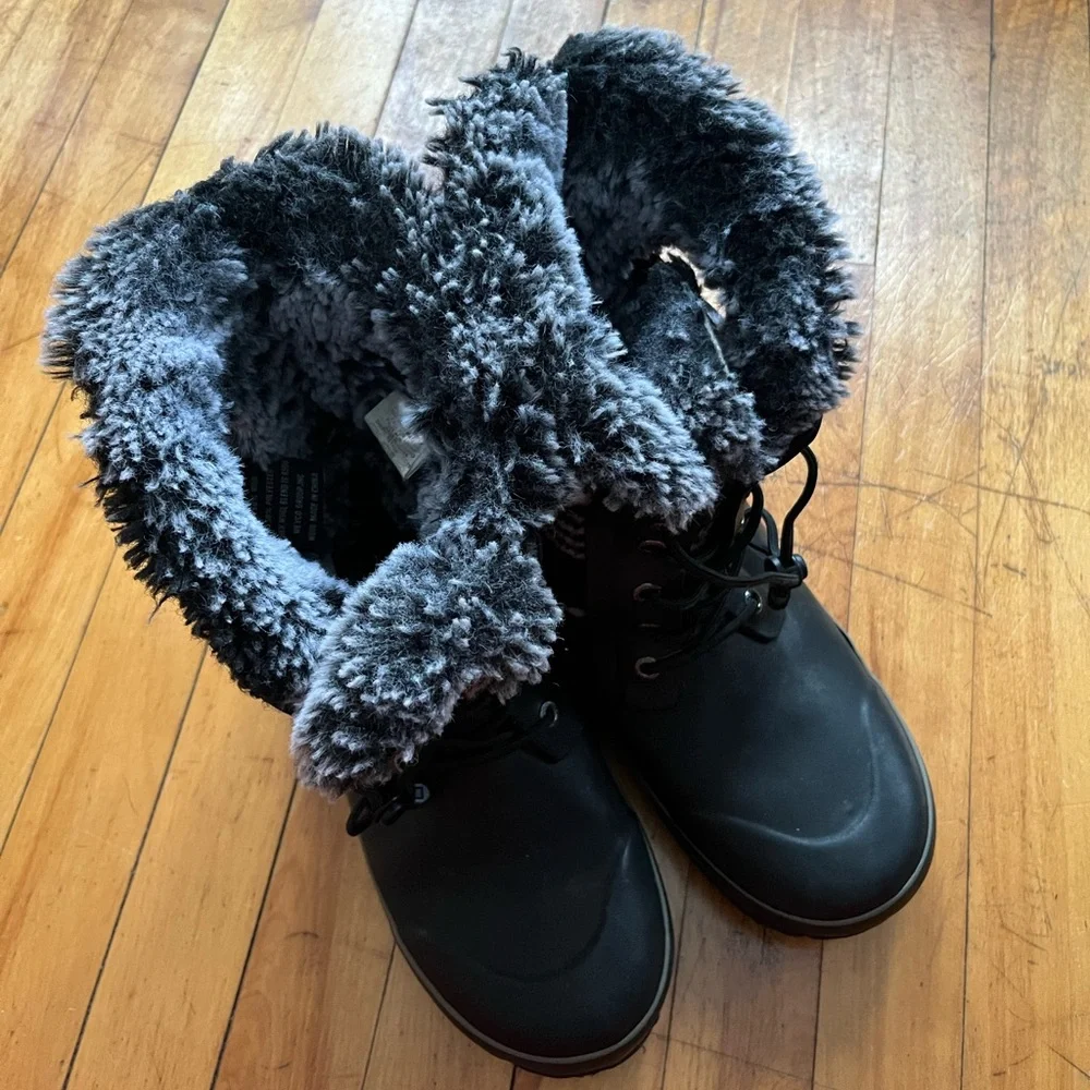 Bogs Arcata Stripe Black Waterproof Wool-Blend‎ Winter Boots Big Kids 5